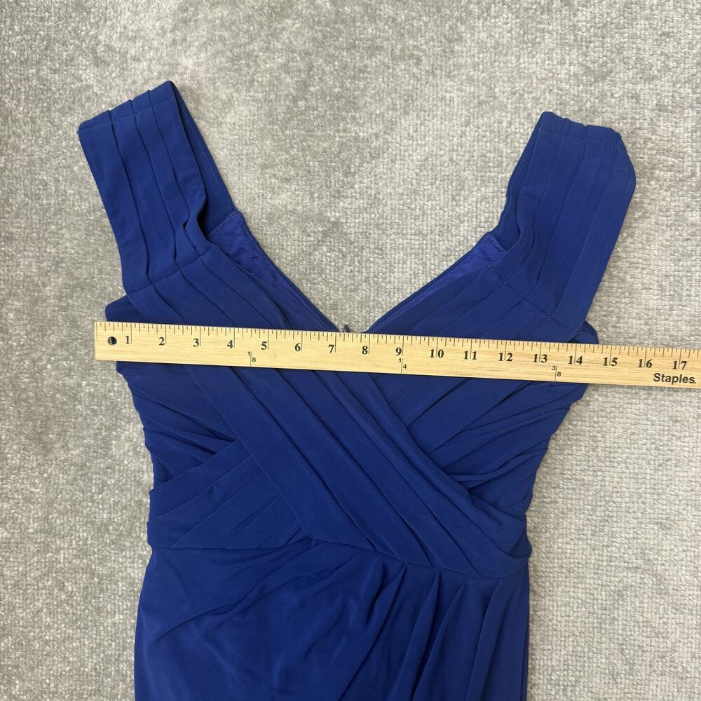 Nicole Miller Dress Womens 4 Blue Sleeveless V Neck Pleated Ruched Cocktail USA - Picture 6 of 11